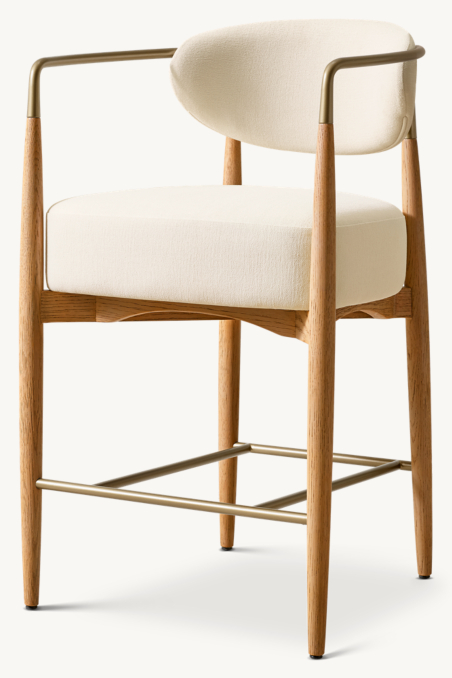 Arno Luxe Fabric Arm Bar & Counter Stool