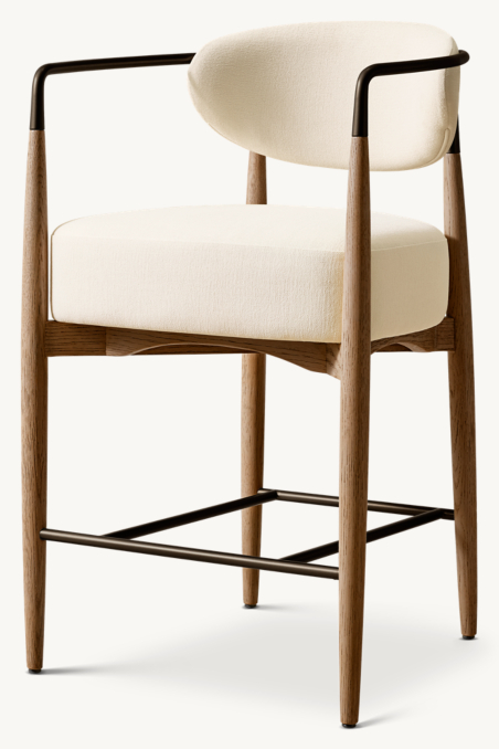 Arno Luxe Fabric Arm Bar & Counter Stool