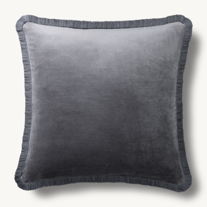 Cotton Velvet Fringe Pillow Cover - Square | RH