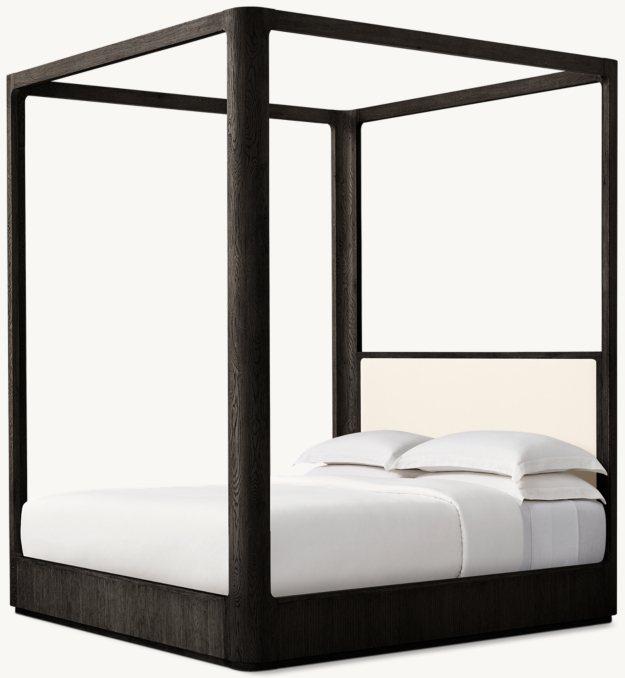 259cm bed shown in Natural Performance Linen Weave with Black Oak finish.