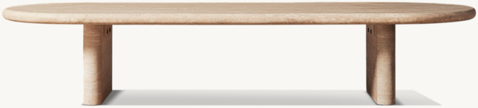 Italian Travertine Plank Rectangular Coffee Table