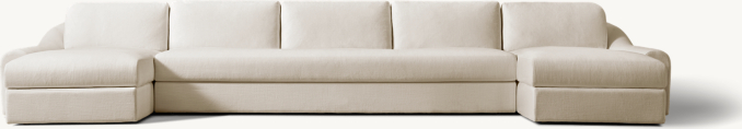 Shown in Natural Performance Washed Linen; sectional consists of 1 left-arm chaise, 1 armless sofa and 1 right-arm chaise. Cushion configuration may vary by component.