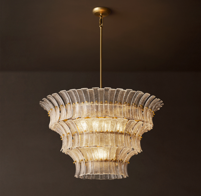 36" chandelier shown in Antiqued Brass.