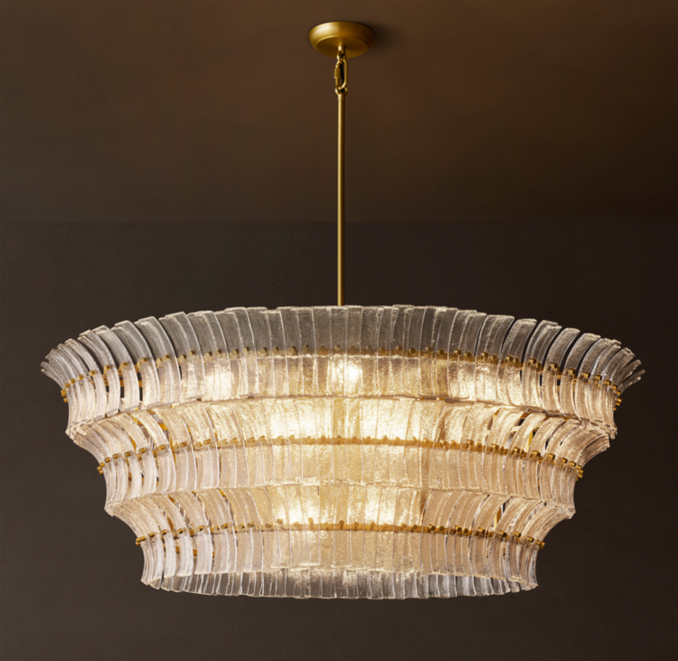 60" chandelier shown in Antiqued Brass.