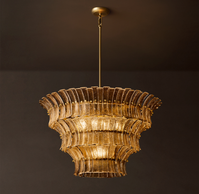 36" chandelier shown in Antiqued Brass.