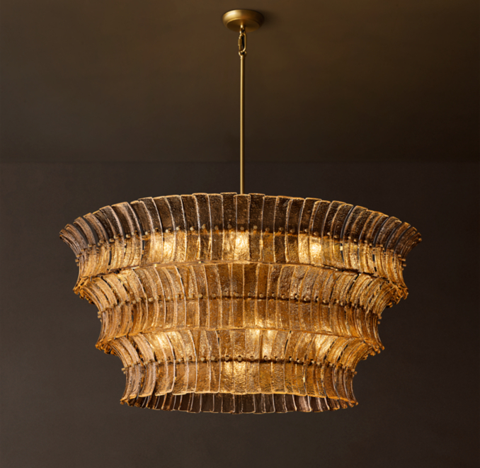 48" chandelier shown in Antiqued Brass.