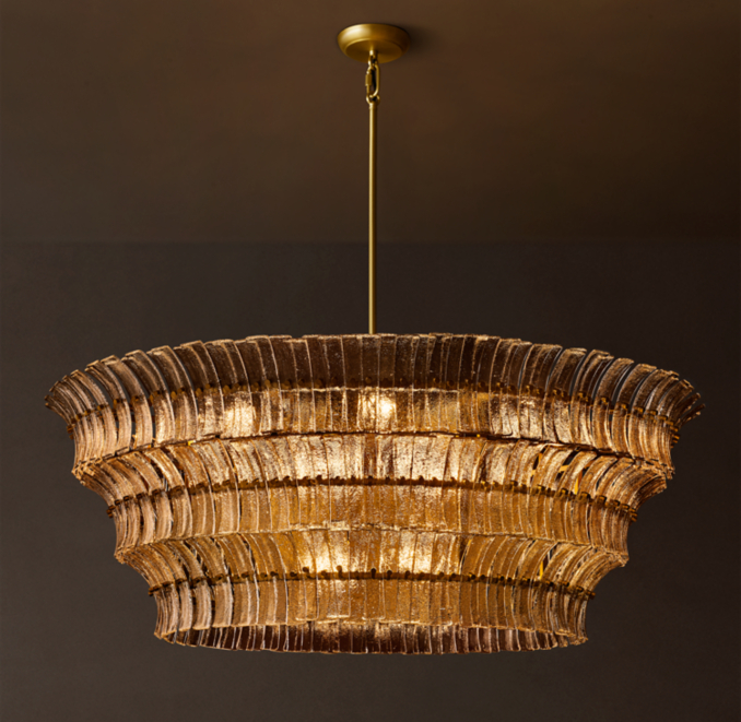 60" chandelier shown in Antiqued Brass.