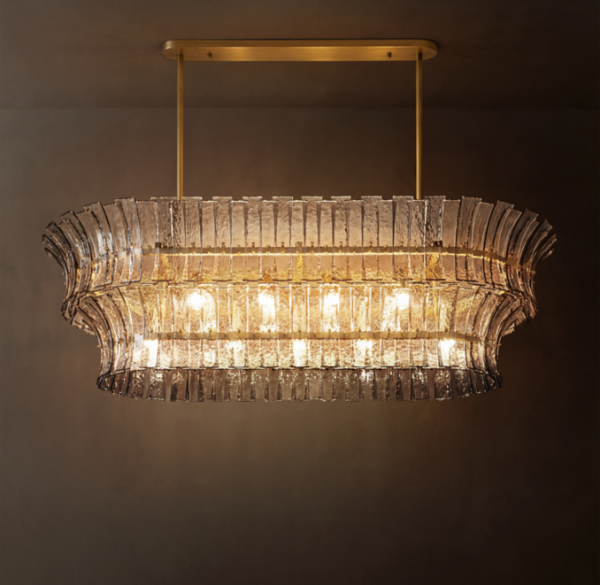 54" chandelier shown in Antiqued Brass.