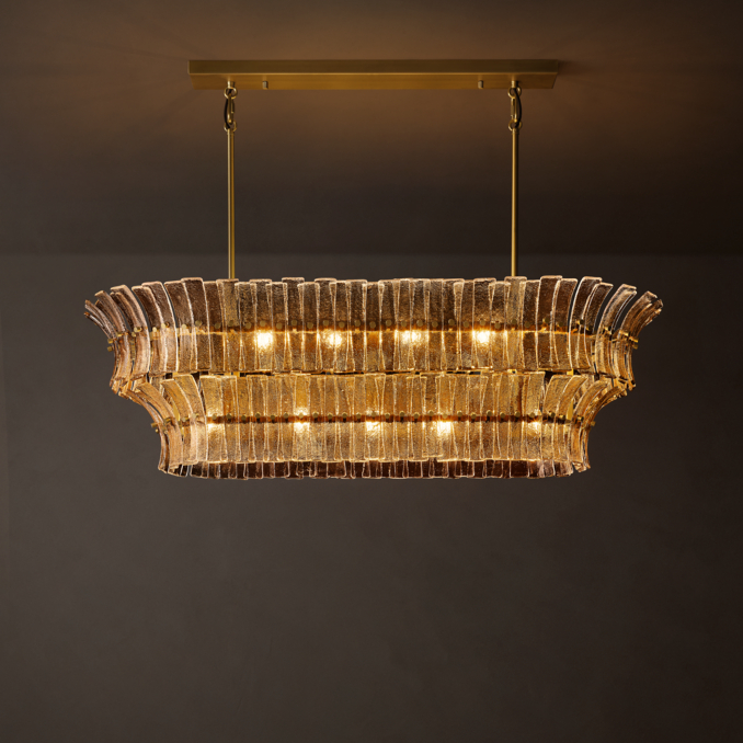 54" chandelier shown in Antiqued Brass.