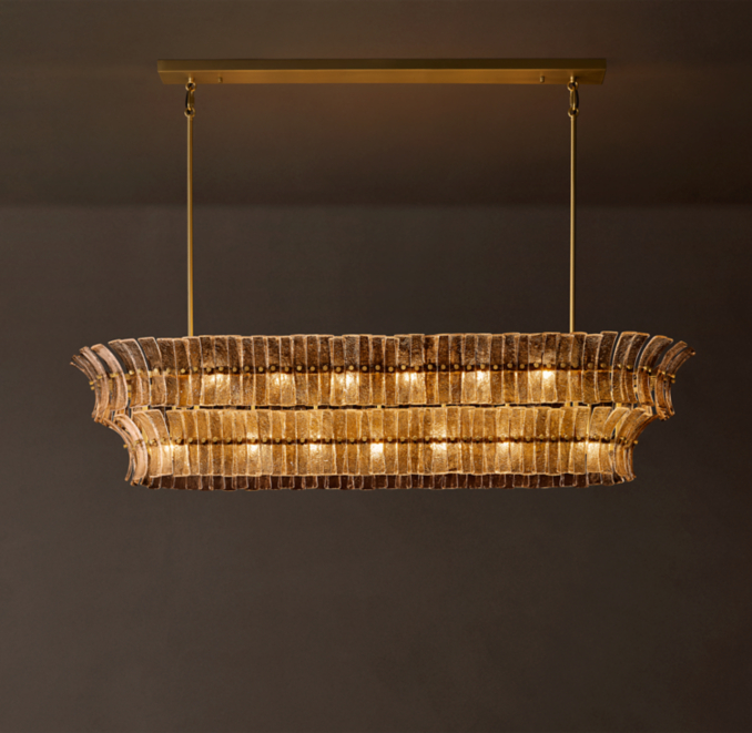 72" chandelier shown in Antiqued Brass.