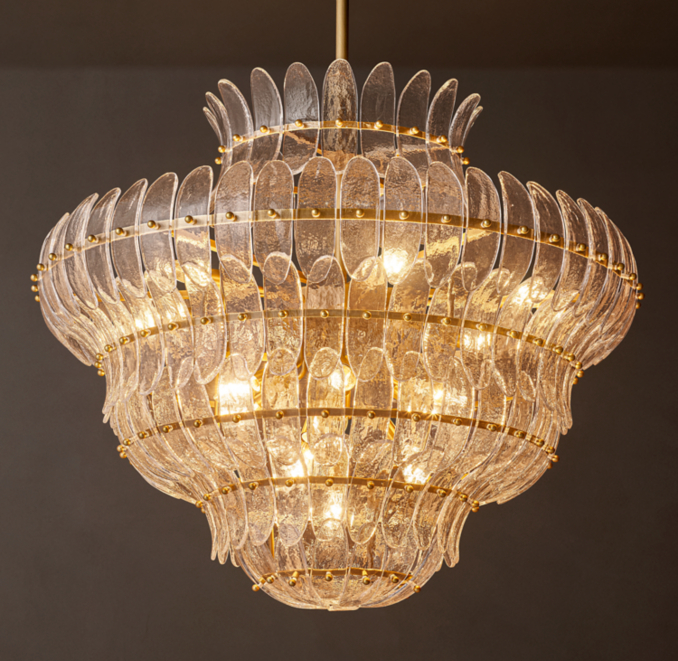 36" chandelier shown in Lacquered Burnished Brass.