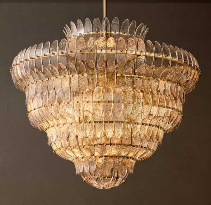 48" chandelier shown in Lacquered Burnished Brass.