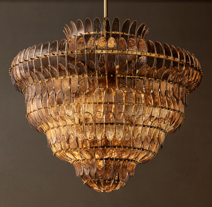 48" chandelier shown in Lacquered Burnished Brass.