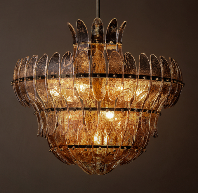 26" chandelier shown in Bronze.