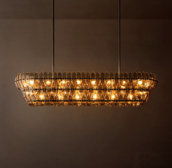 72" chandelier shown in Bronze.