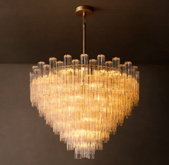 48" chandelier shown in Lacquered Burnished Brass.