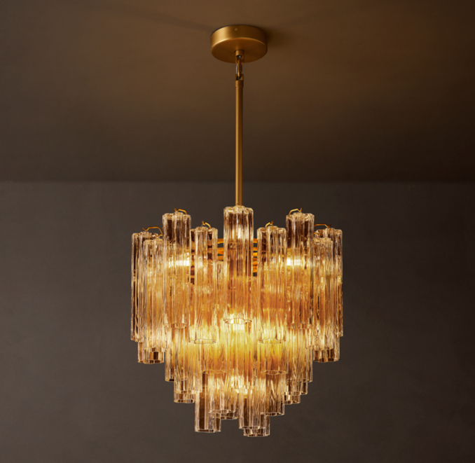 24" chandelier shown in Lacquered Burnished Brass.