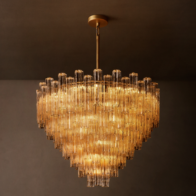 48" chandelier shown in Lacquered Burnished Brass.