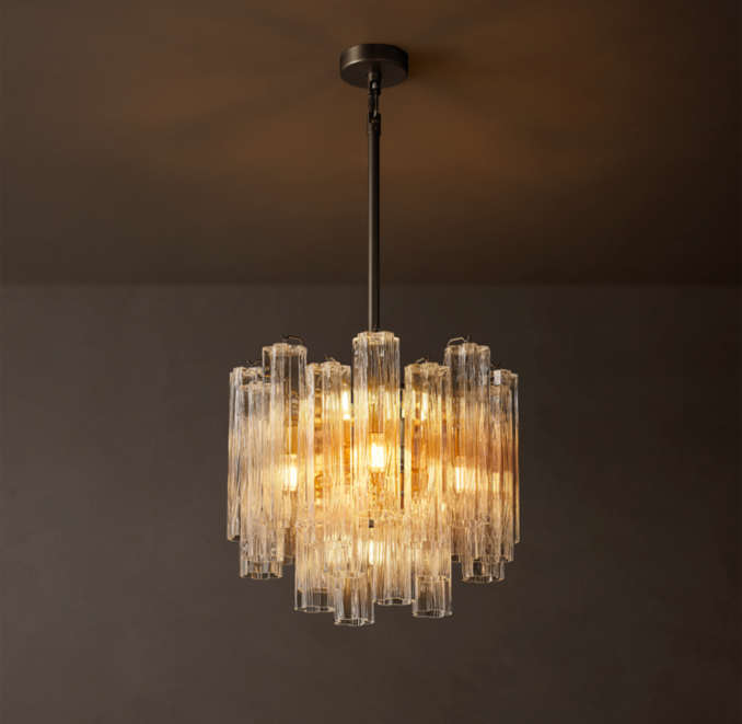 19" chandelier shown in Bronze.