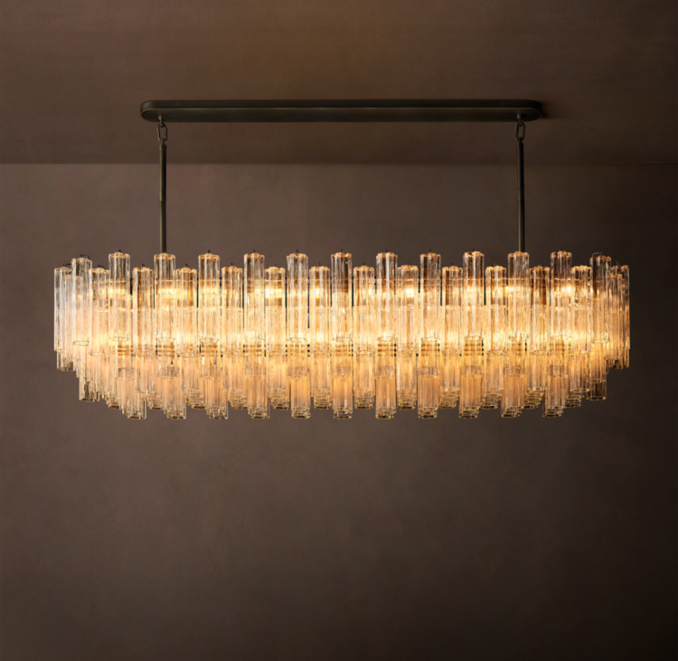90" chandelier shown in Bronze.