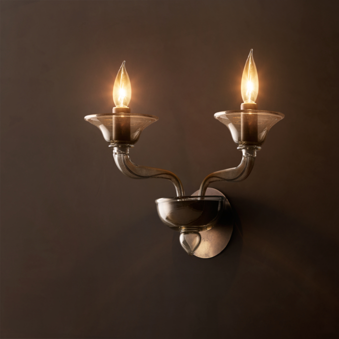 Mirella Smoke Glass Double Sconce