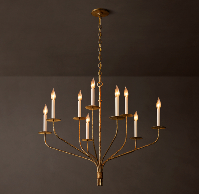 36" chandelier shown in Gilded Iron.