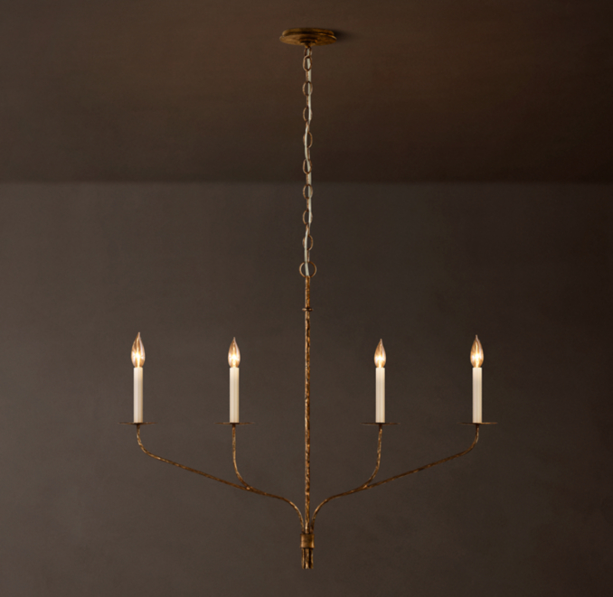 36" chandelier shown in Gilded Iron.