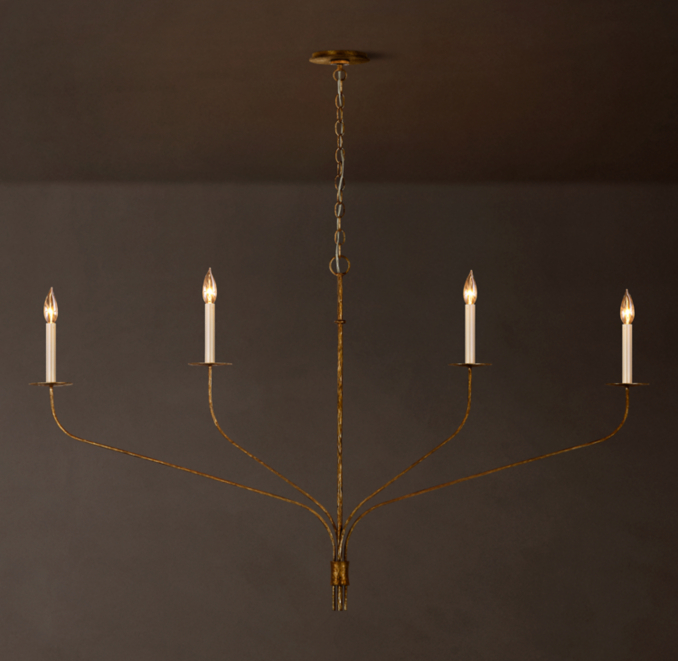 54" chandelier shown in Aged Iron.