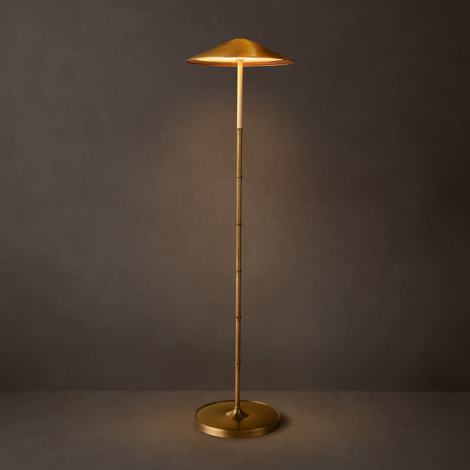 Shown in Lacquered Burnished Brass.