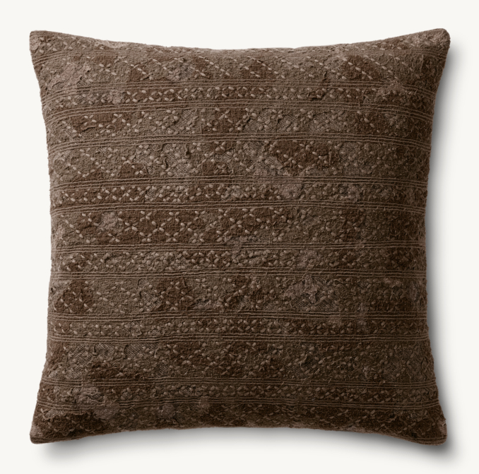 Handwoven Deconstructed Horizontal Stripe Pillow Cover - Square