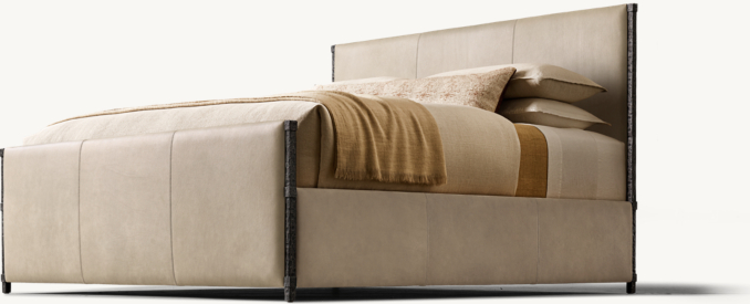 Hugo Leather Panel Bed with Footboard