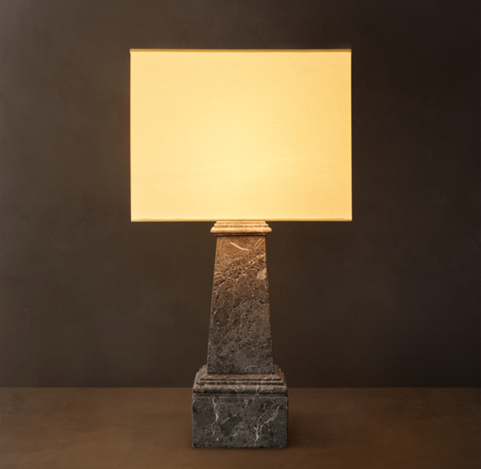26" lamp shown in Black Emperador Marble.