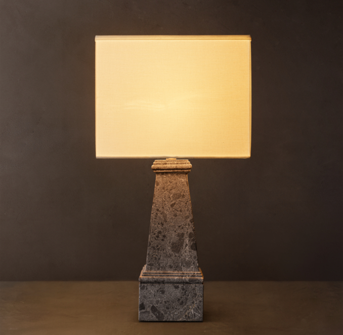 33" lamp shown in Black Emperador Marble.