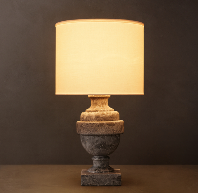 25" lamp shown in Black Emperador Marble.