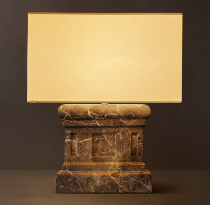 22" lamp shown in Brown Emperador Marble.