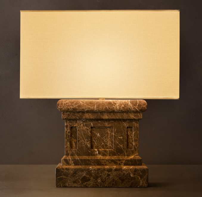 28" lamp shown in Brown Emperador Marble.
