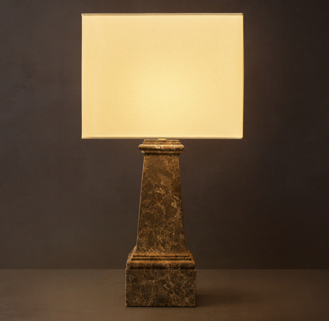 26" lamp shown in Brown Emperador Marble.