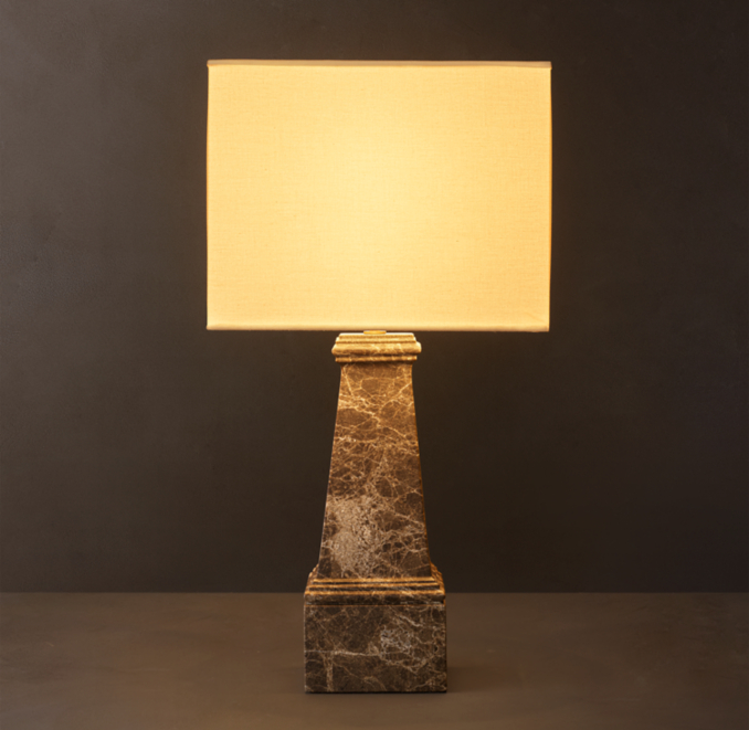 33" lamp shown in Brown Emperador Marble.