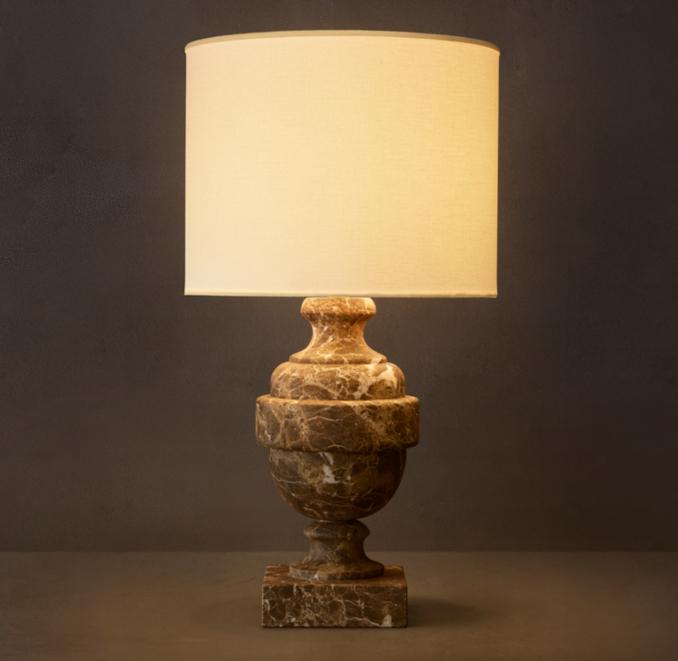 25" lamp shown in Brown Emperador Marble.