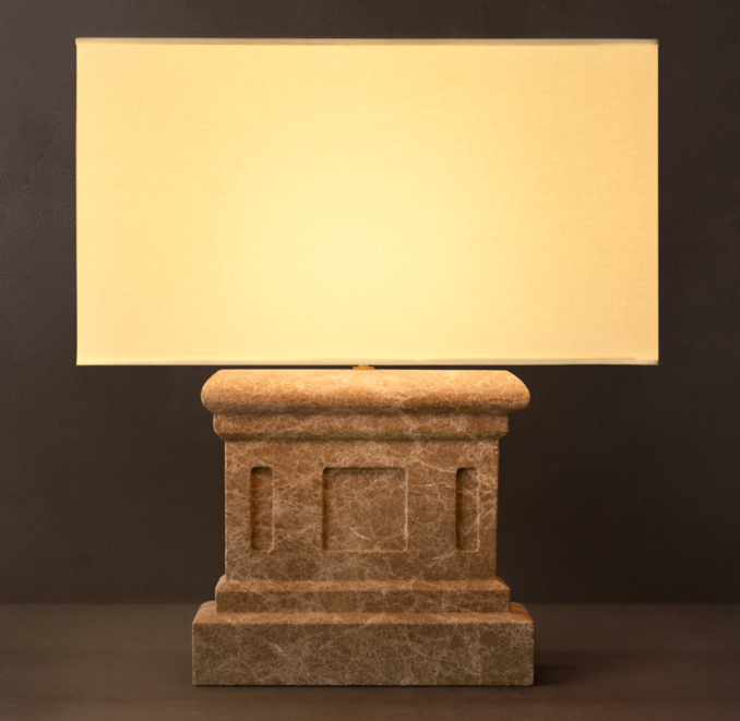 28" lamp shown in Crema Emperador Marble.