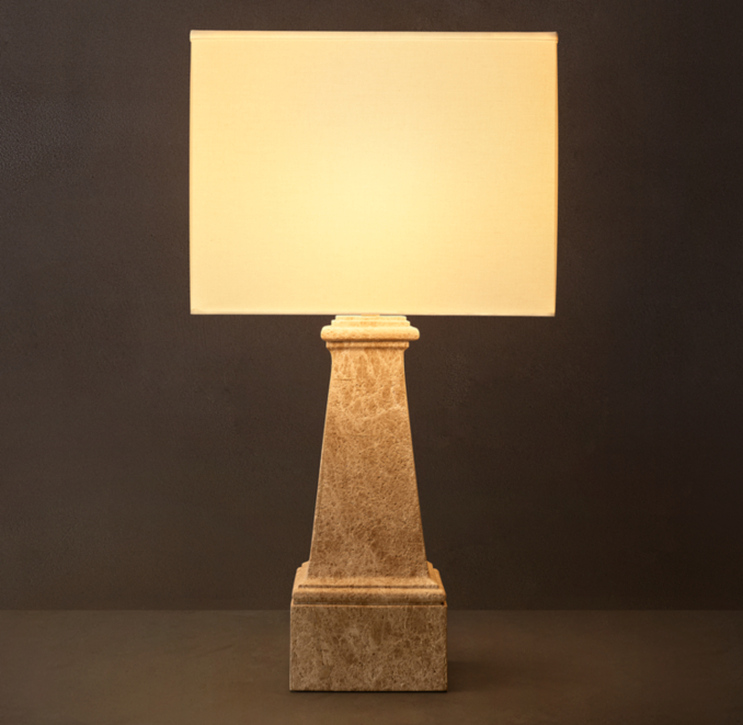 26" lamp shown in Crema Emperador Marble.