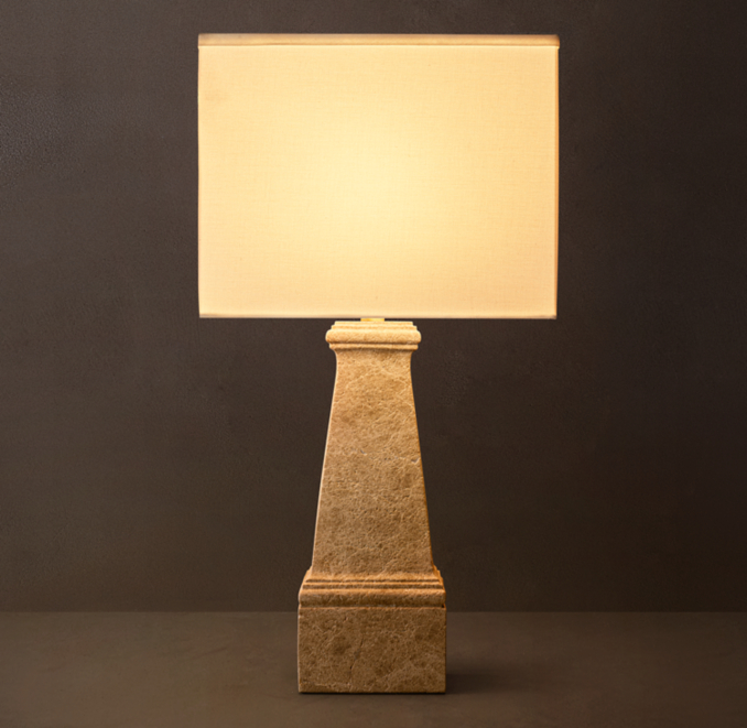 33" lamp shown in Crema Emperador Marble.