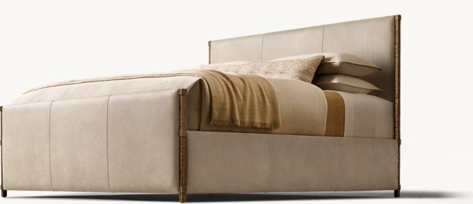 Hugo Leather Panel Bed with Footboard