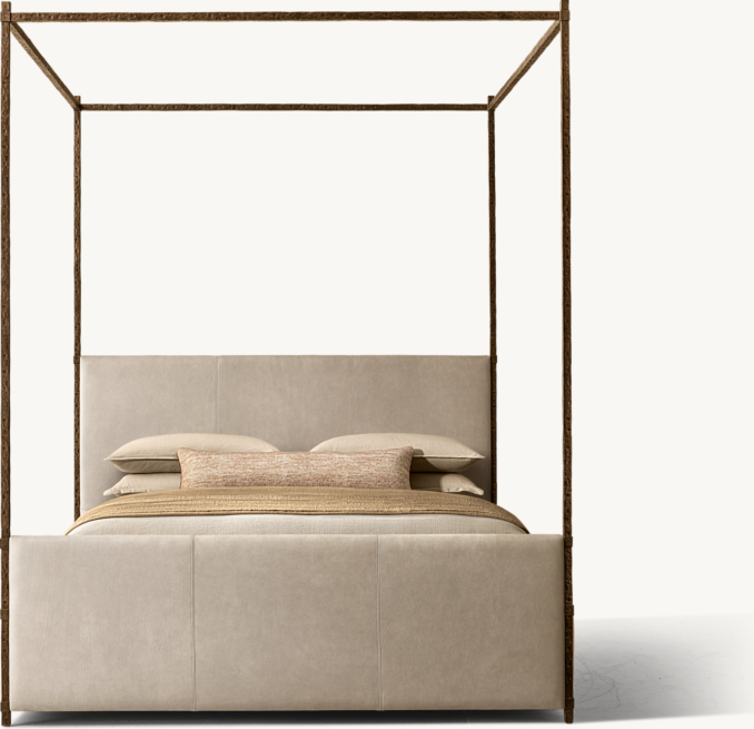 Hugo Leather Canopy Bed with Footboard