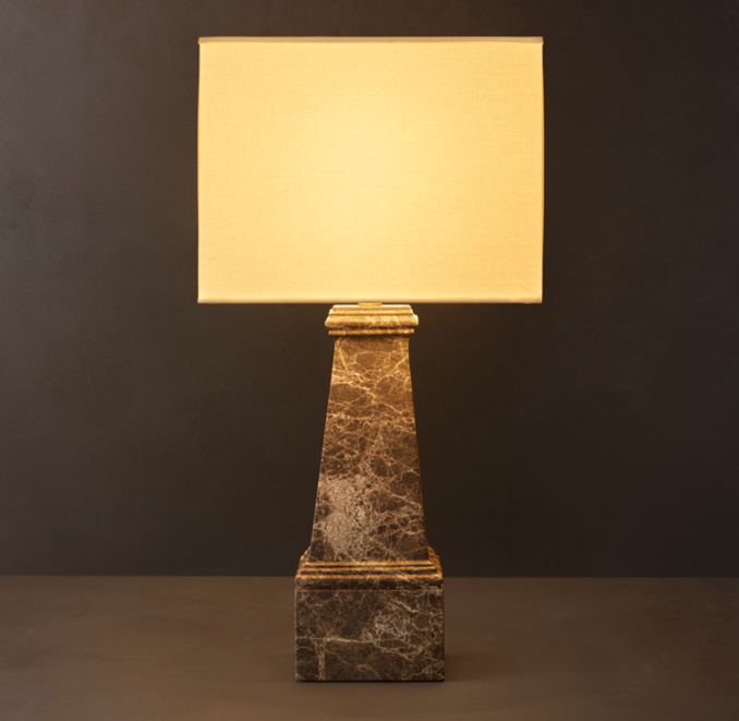 36" lamp shown in Brown Emperador Marble.