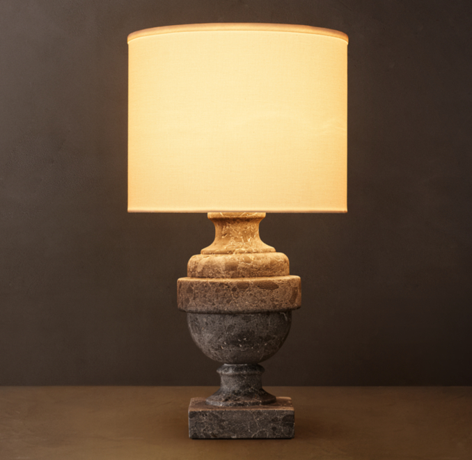 19" lamp shown in Black Emperador Marble.
