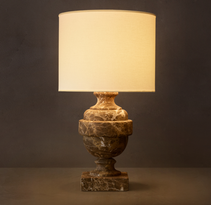 19" lamp shown in Brown Emperador Marble.