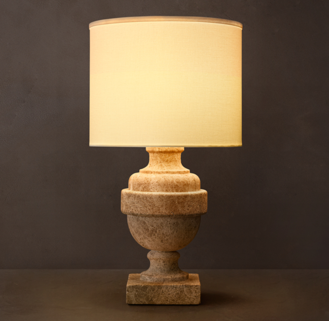 19" lamp shown in Crema Emperador Marble.