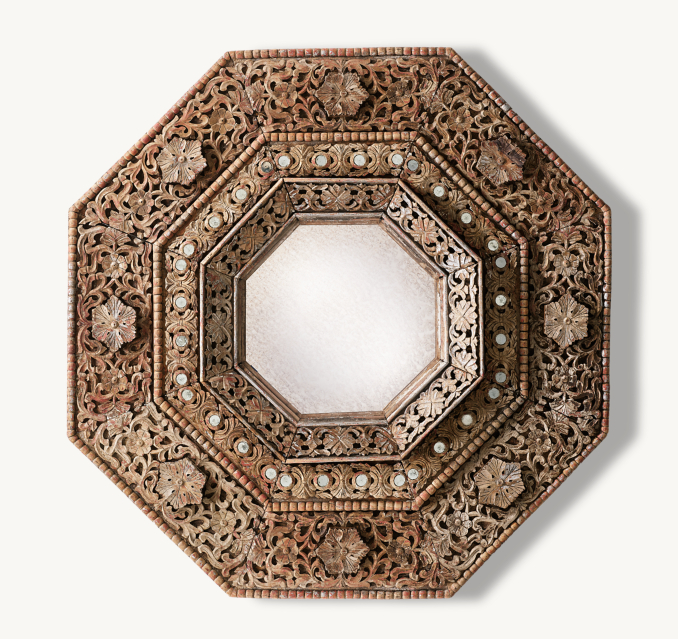 HAND-CARVED OCTAGON MIRROR