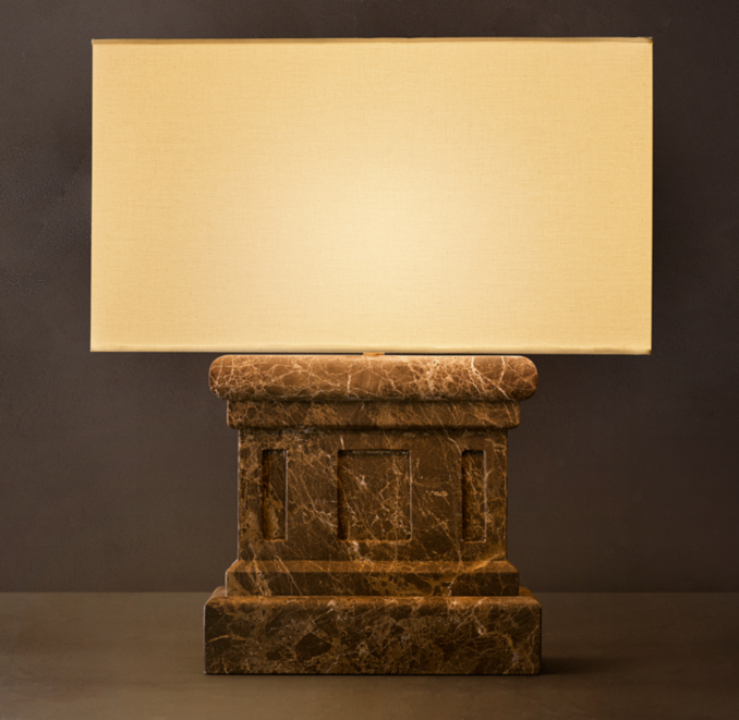 34" lamp shown in Brown Emperador Marble.